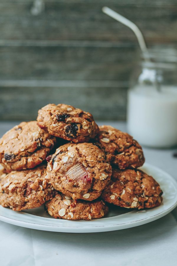 Chewy Rhubarb Oatmeal Raisin Cookies healthienut Easy to follow plantforward recipes