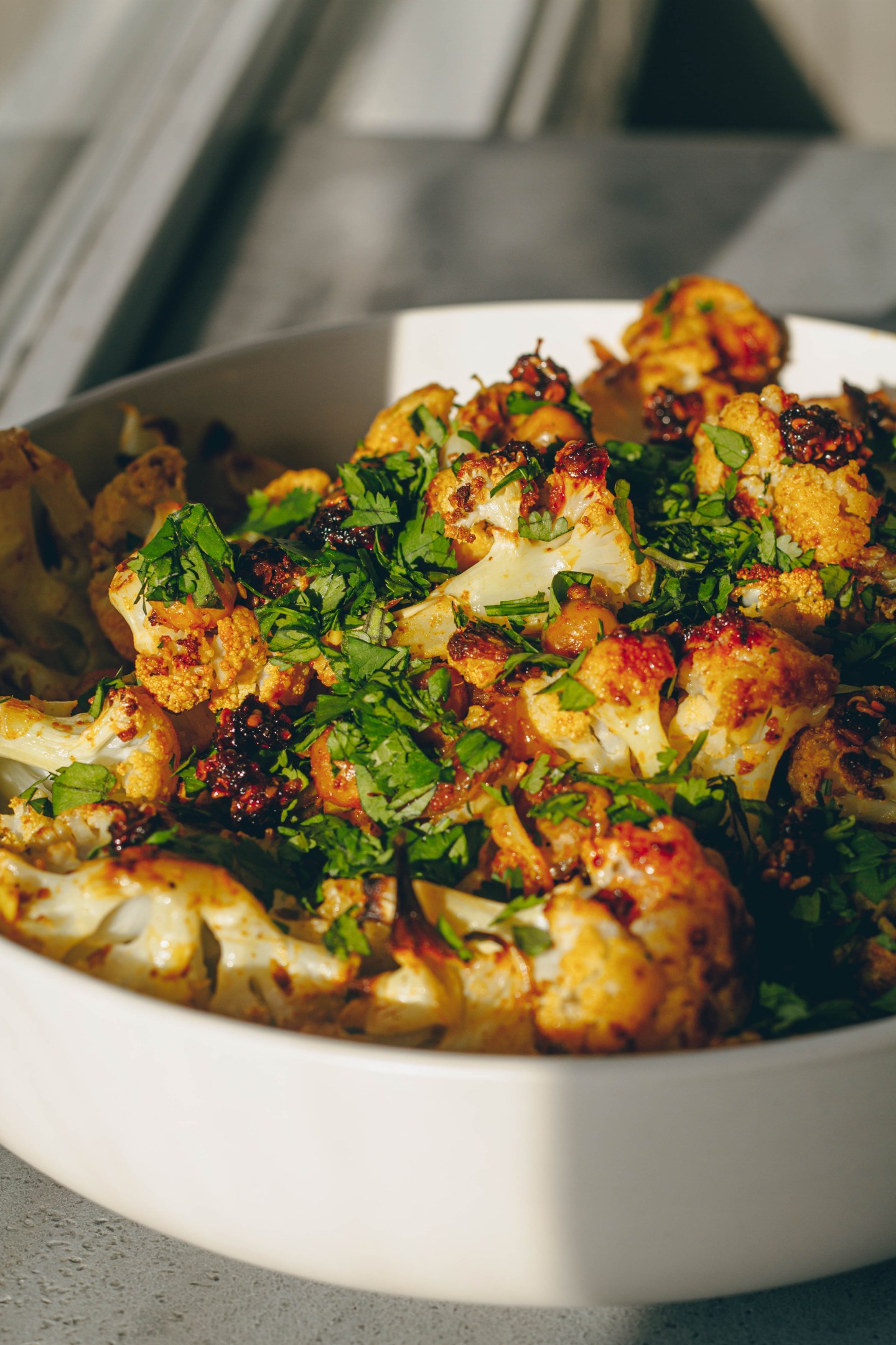 Indian-Inspired Roasted Cauliflower and Chickpeas 