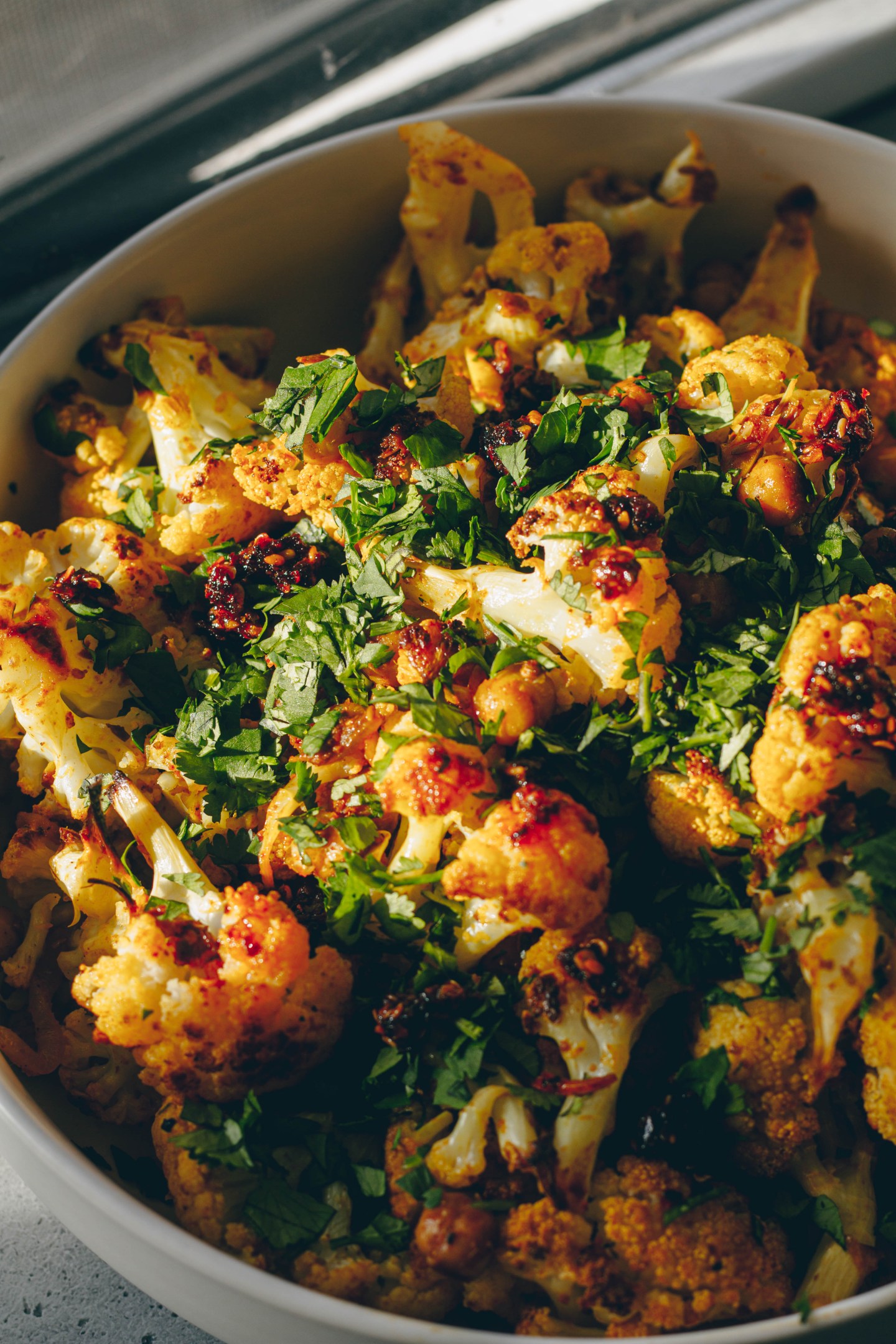 Indian-Inspired Roasted Cauliflower and Chickpeas 