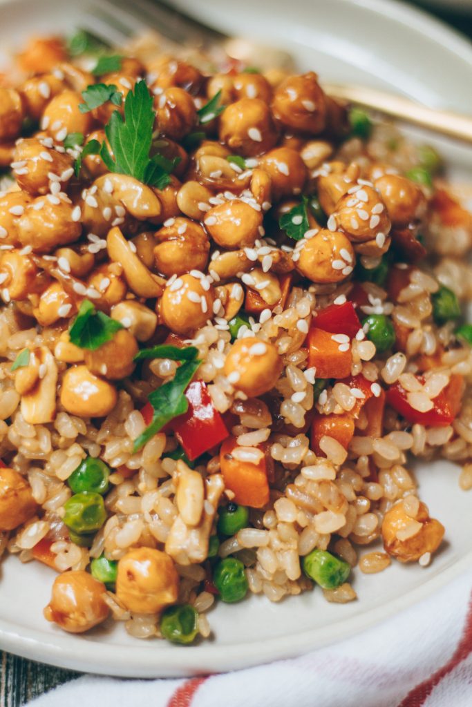 Sweet & Sour Cashew and Chickpea Fried Rice 