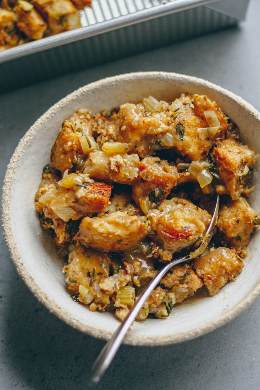 Vegan Fennel, Herb, & Sausage Stuffing healthienut Easy to follow