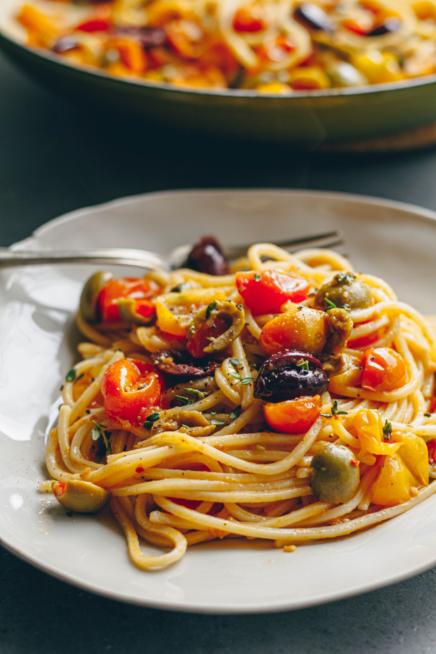 30-minute pasta with Cherry Tomatoes, Olives, & Capers