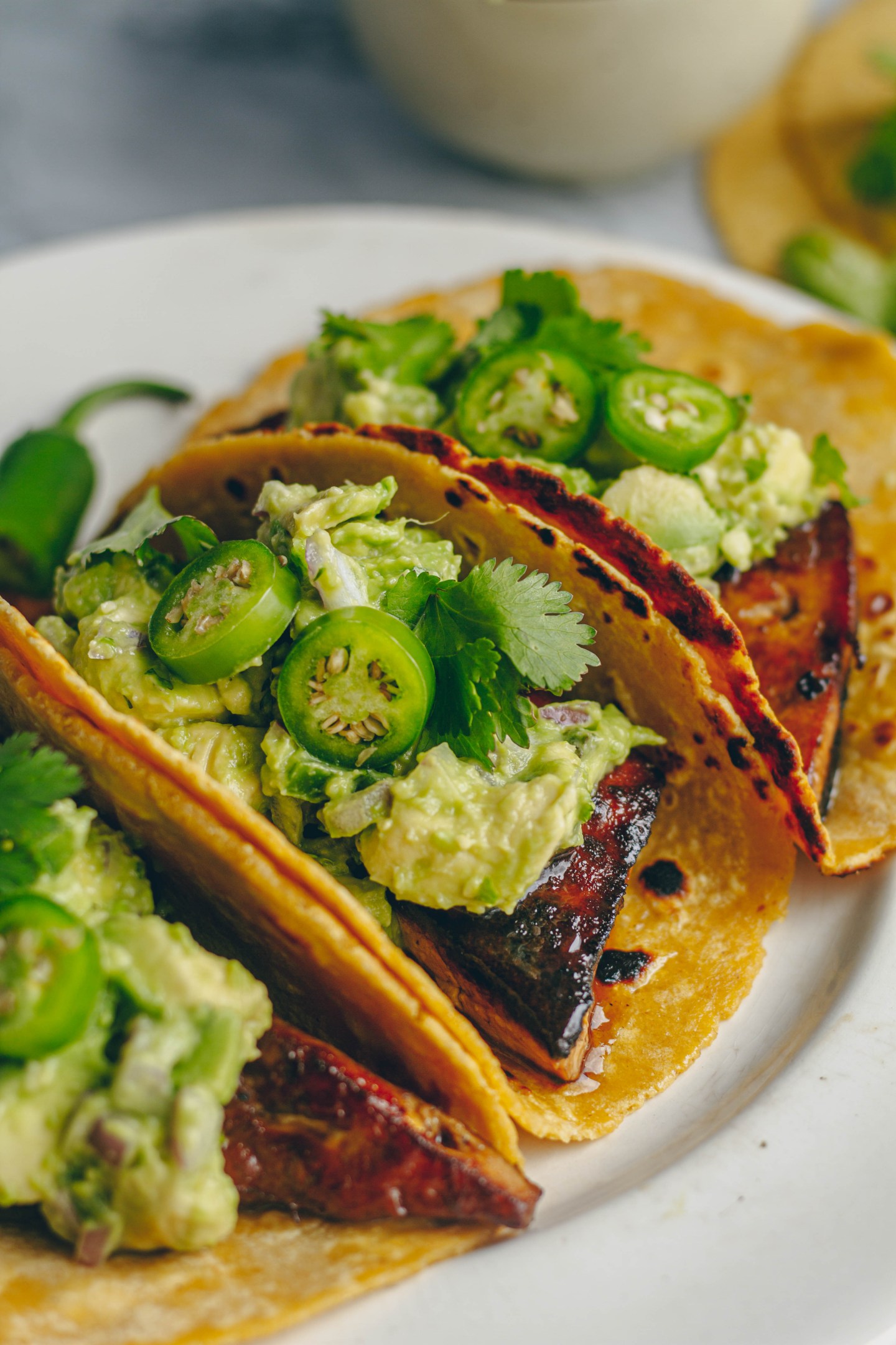 Ponzu-Glazed Tofu Tacos with Avocado Salsa