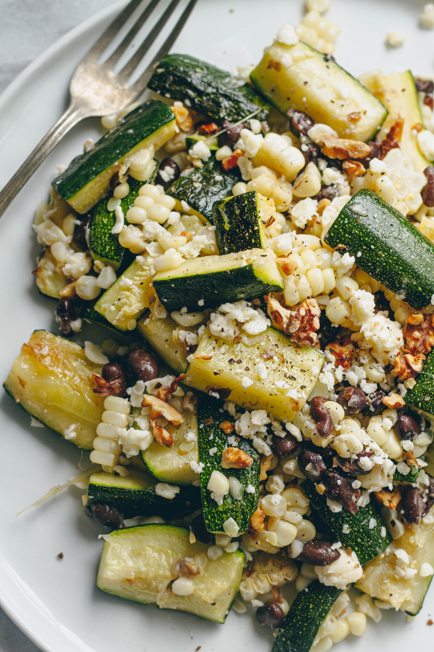 Roasted Zucchini & Corn Salad with Green Goddess Dressing