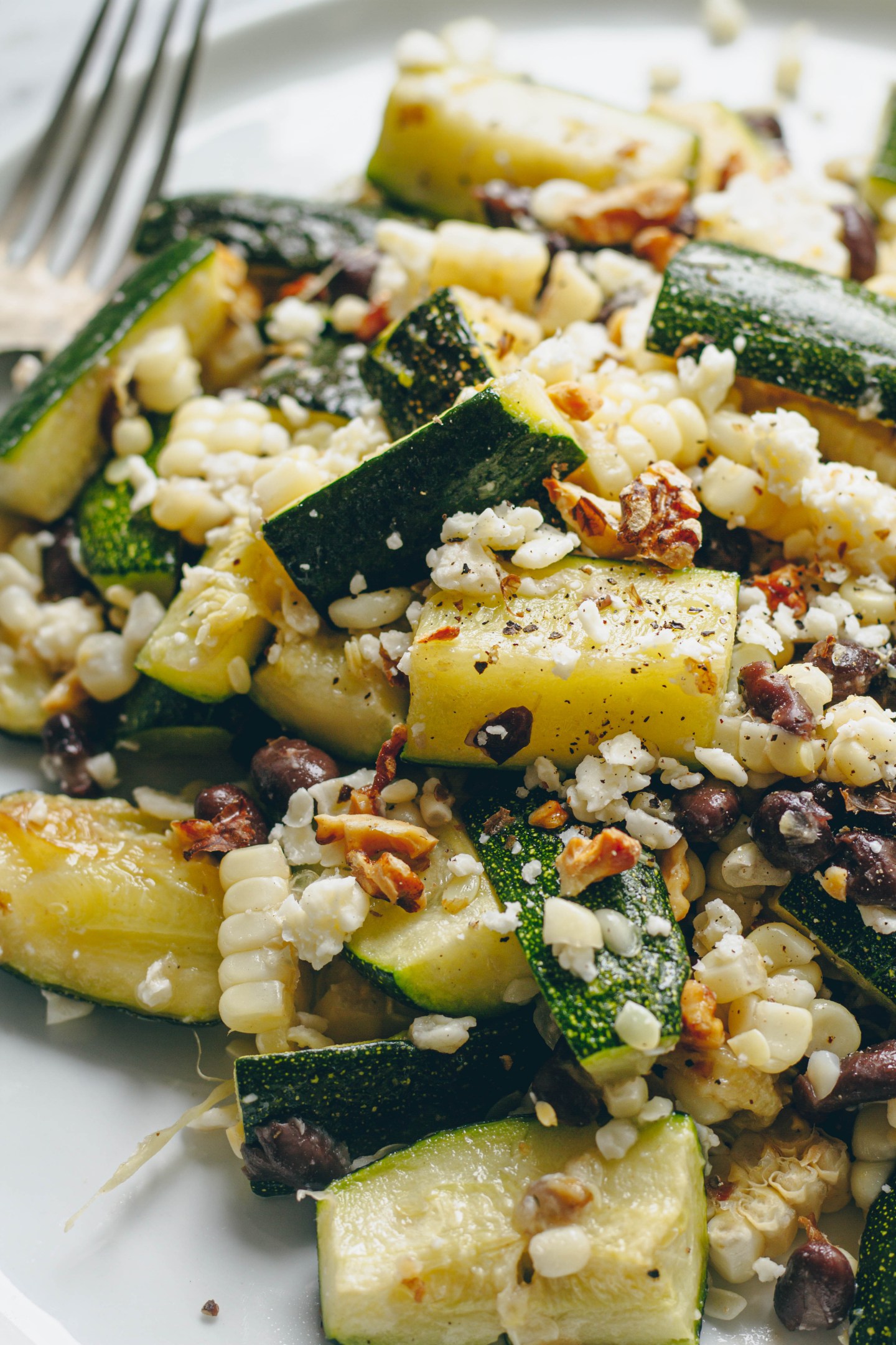 Roasted Zucchini & Corn Salad with Green Goddess Dressing