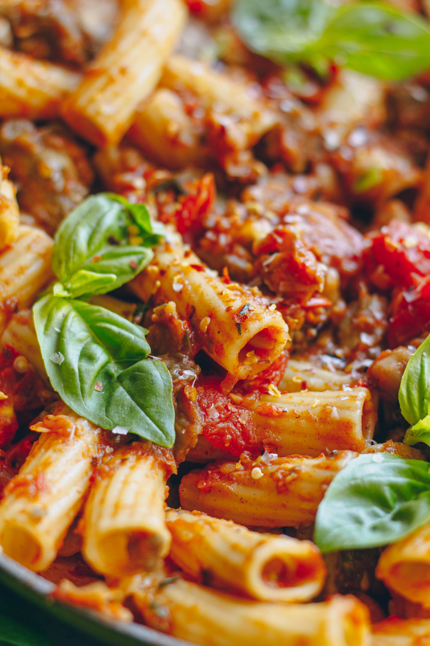 Roasted Red Pepper and Eggplant Pasta