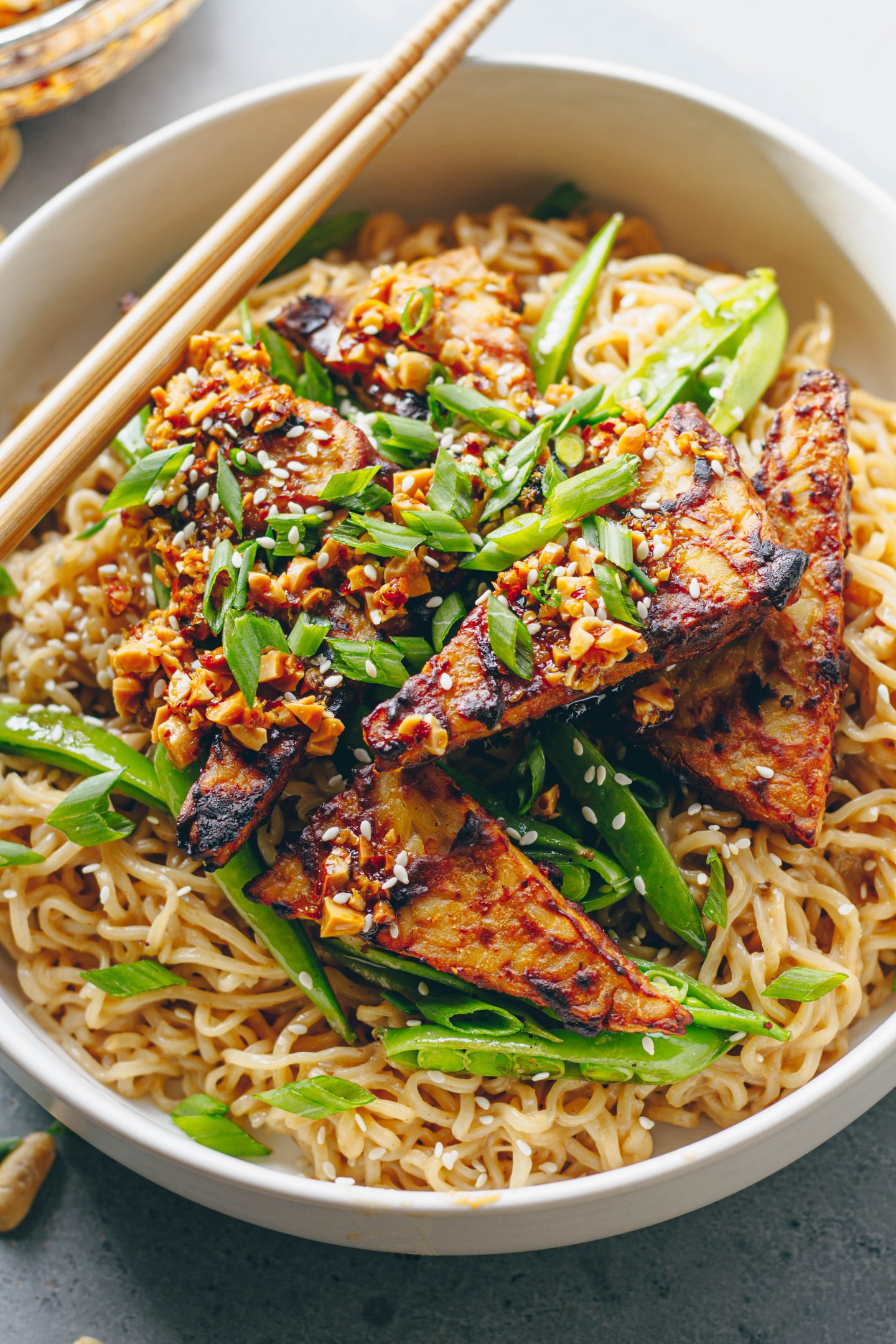 Spicy Peanut Ramen with Crispy Tempeh