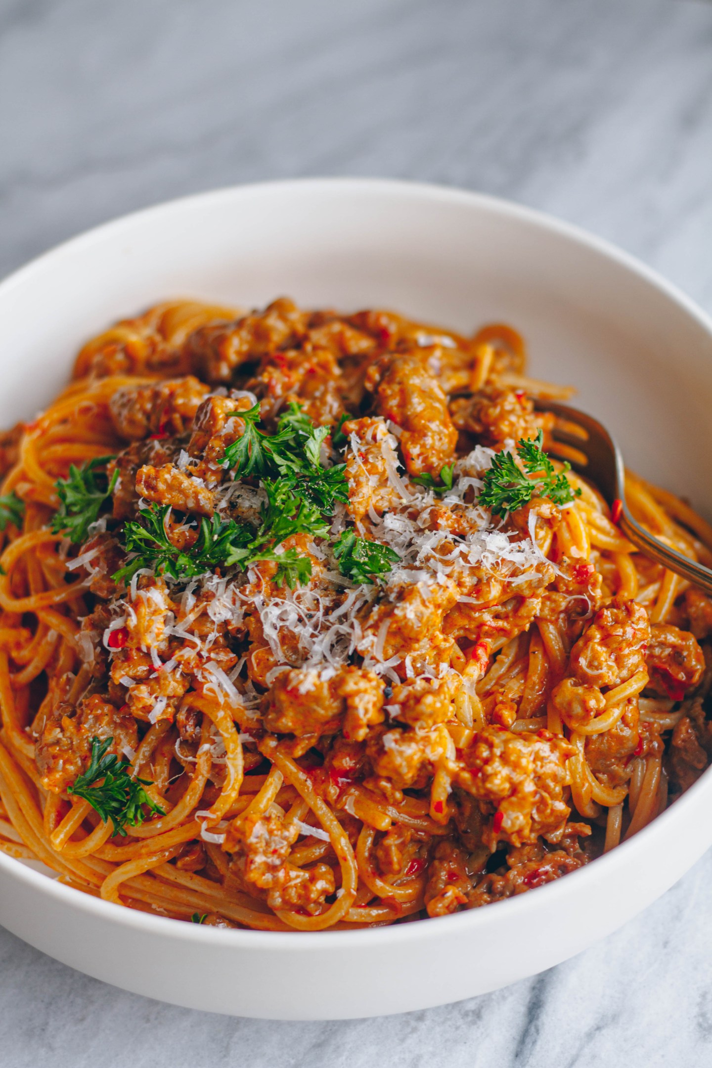 Creamy Sausage Harissa Pasta