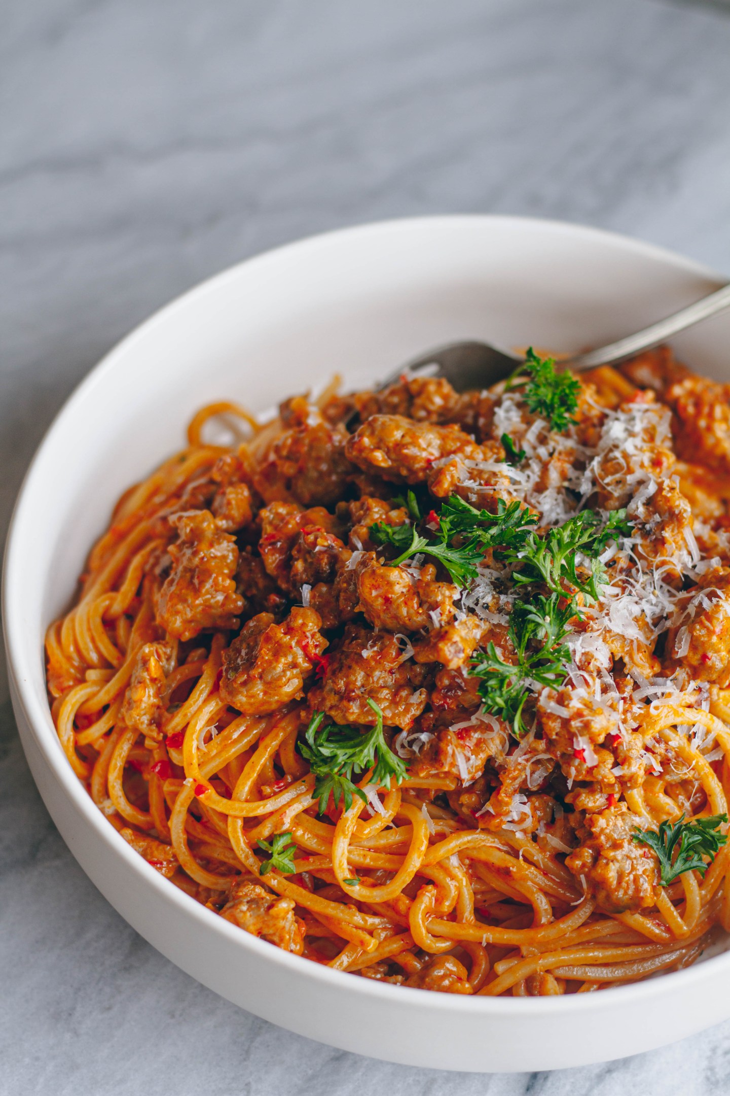 Creamy Sausage Harissa Pasta