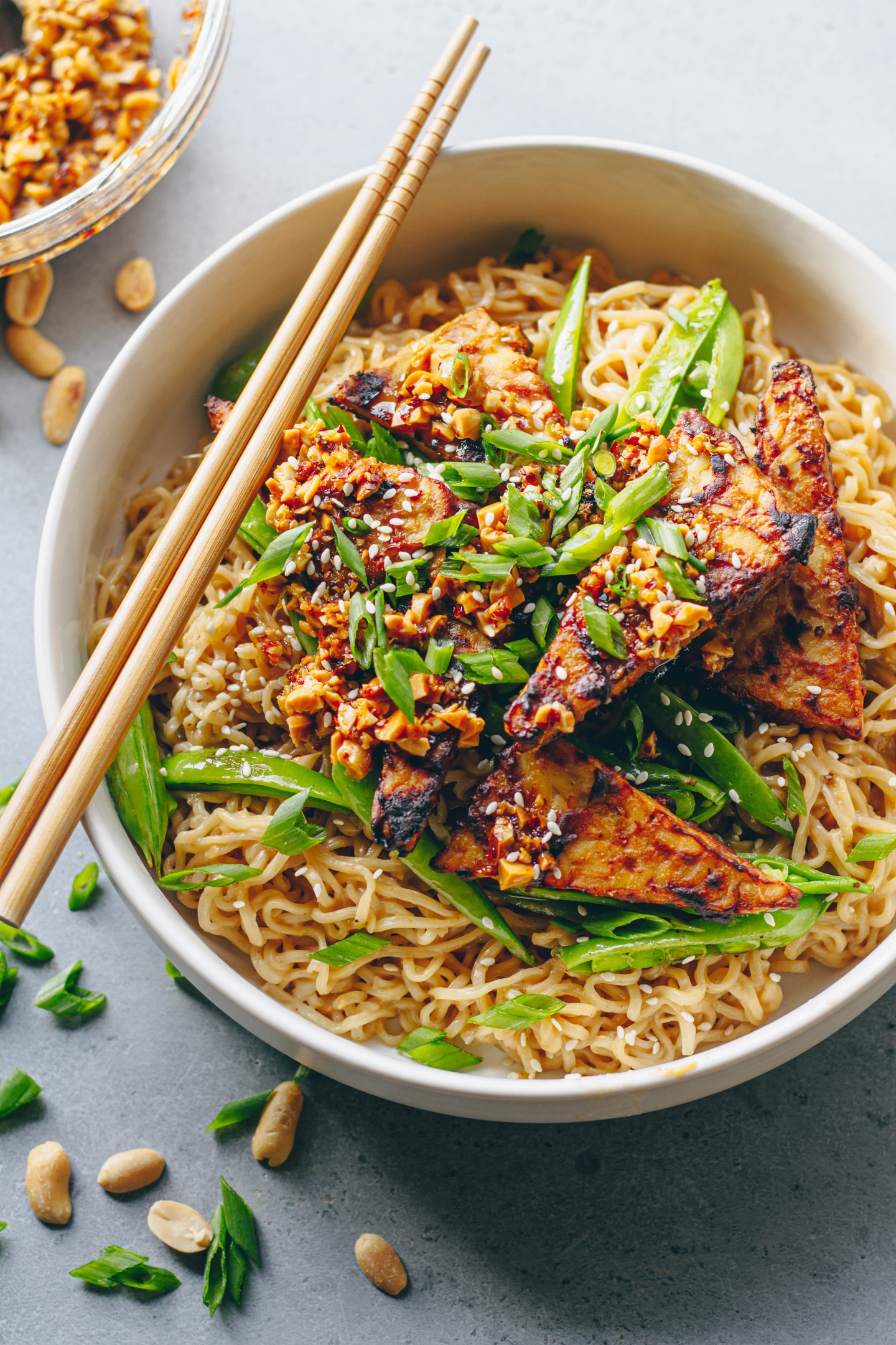 Spicy Peanut Ramen with Crispy Tempeh