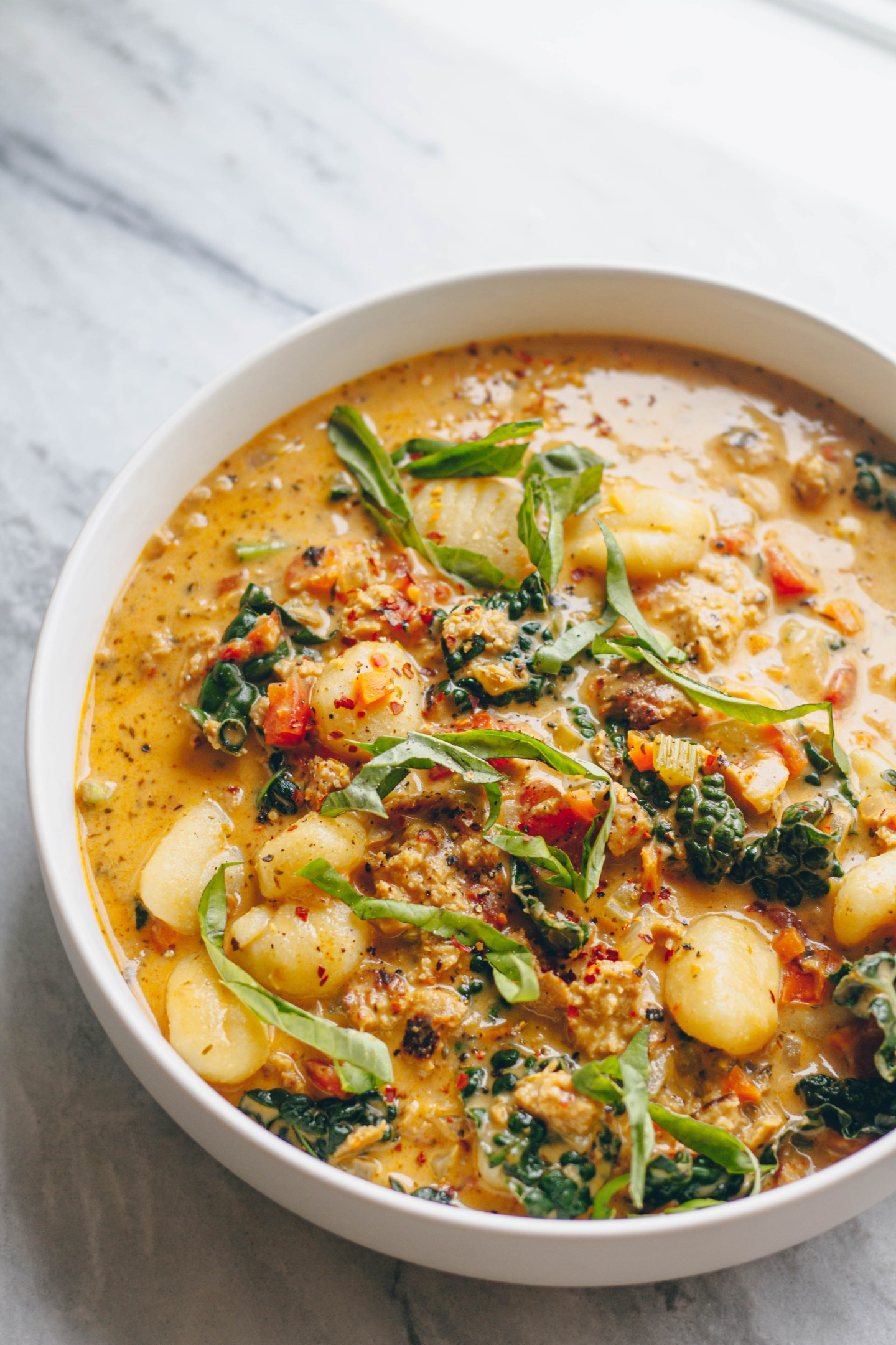 Creamy Vegan Sausage Gnocchi Soup