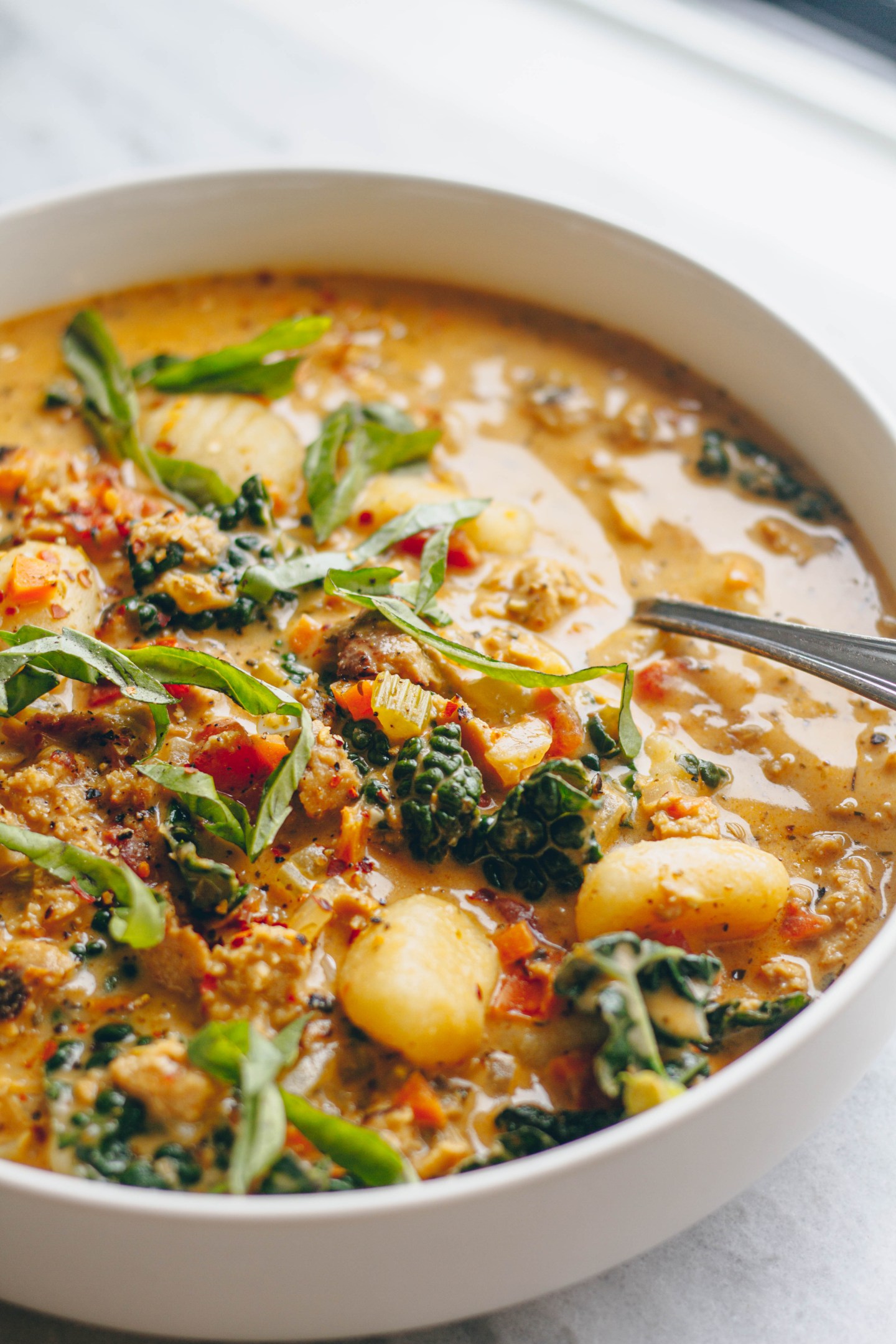 Creamy Vegan Sausage Gnocchi Soup