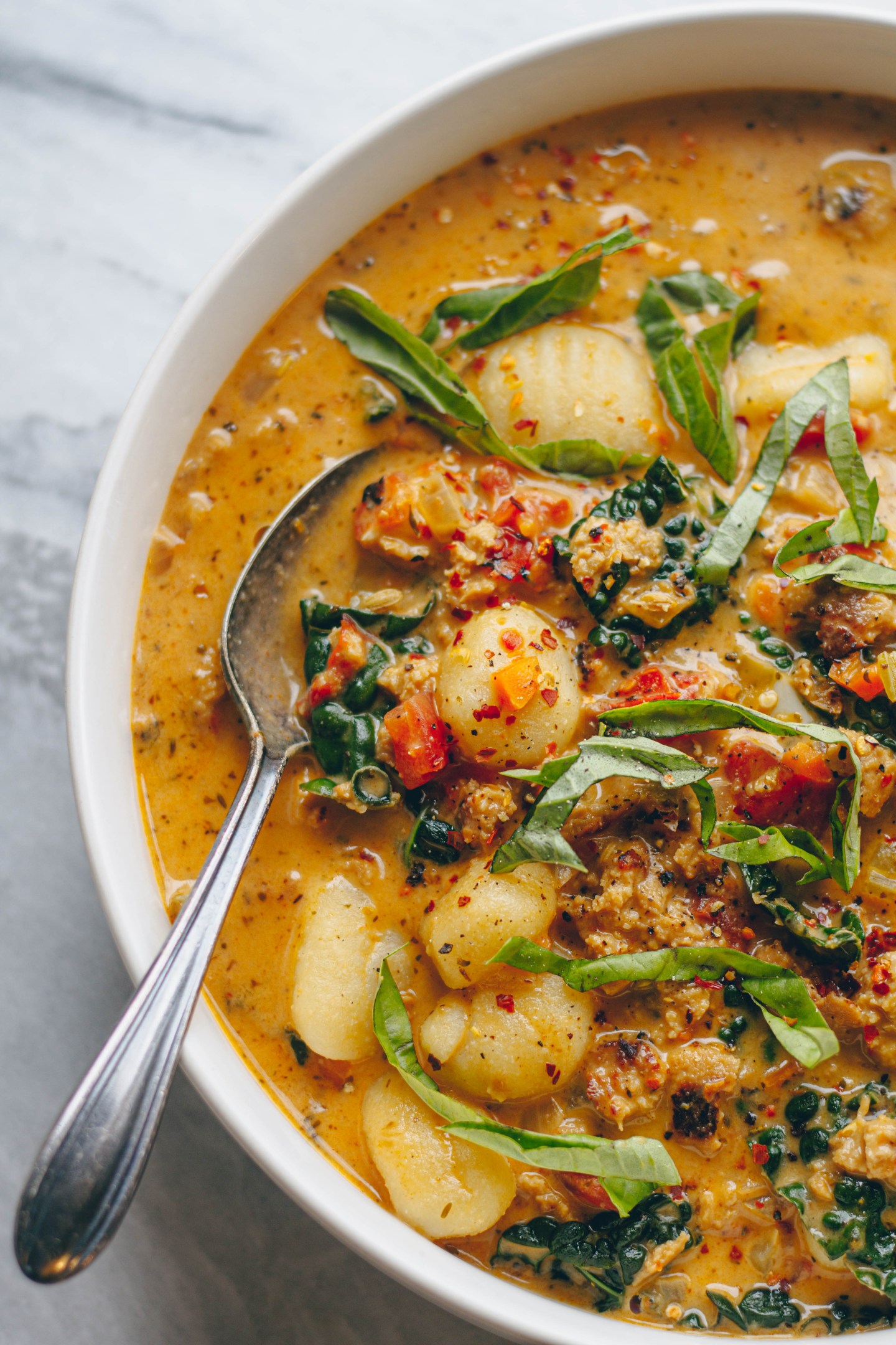 Creamy Vegan Sausage Gnocchi Soup