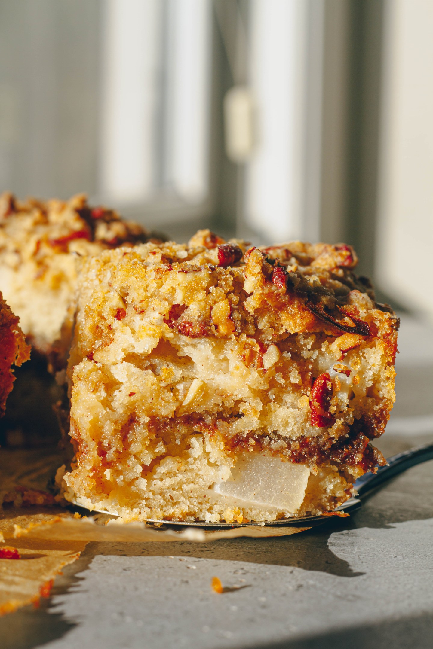 Pear Coffee Cake with Pecan Streusel