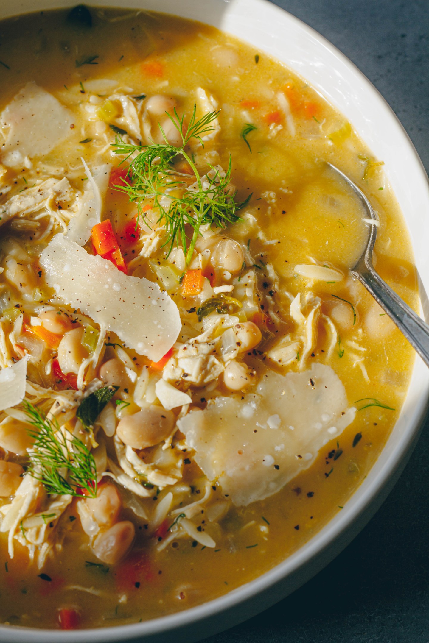 Creamy White Bean and Chicken Orzo Soup