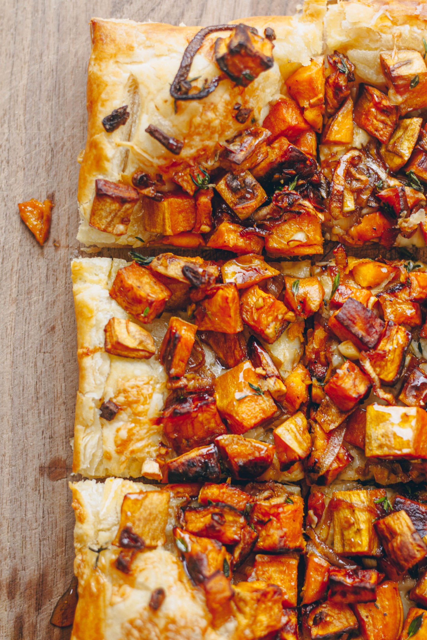 Sweet Potato, Gruyere, & White Cheddar Puff Pastry Tart