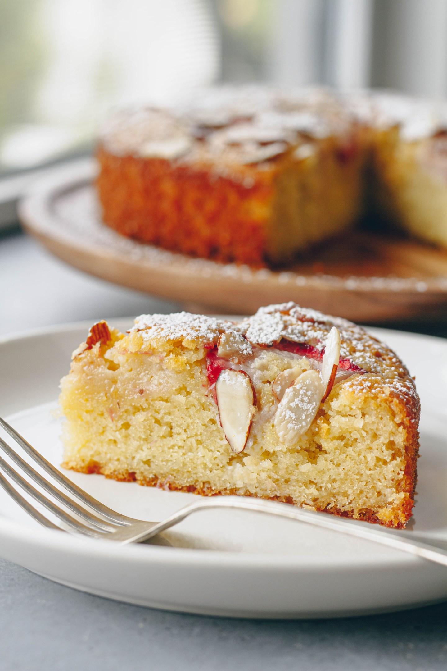 Lemon Strawberry Honey Almond Cake
