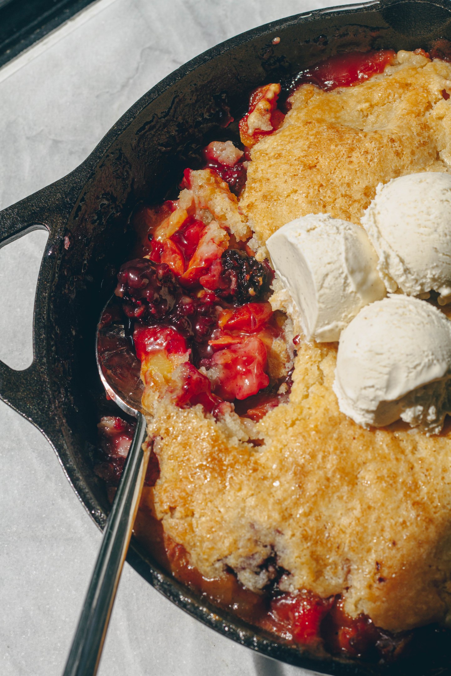 Peach and Blackberry Cobbler