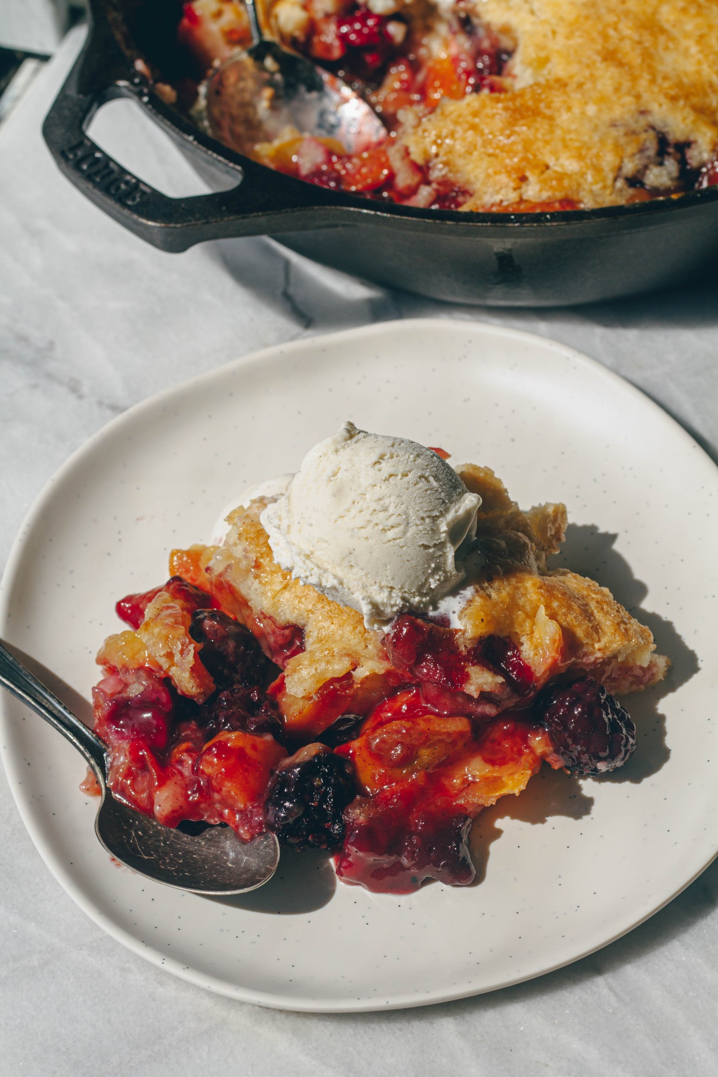 Peach and Blackberry Cobbler