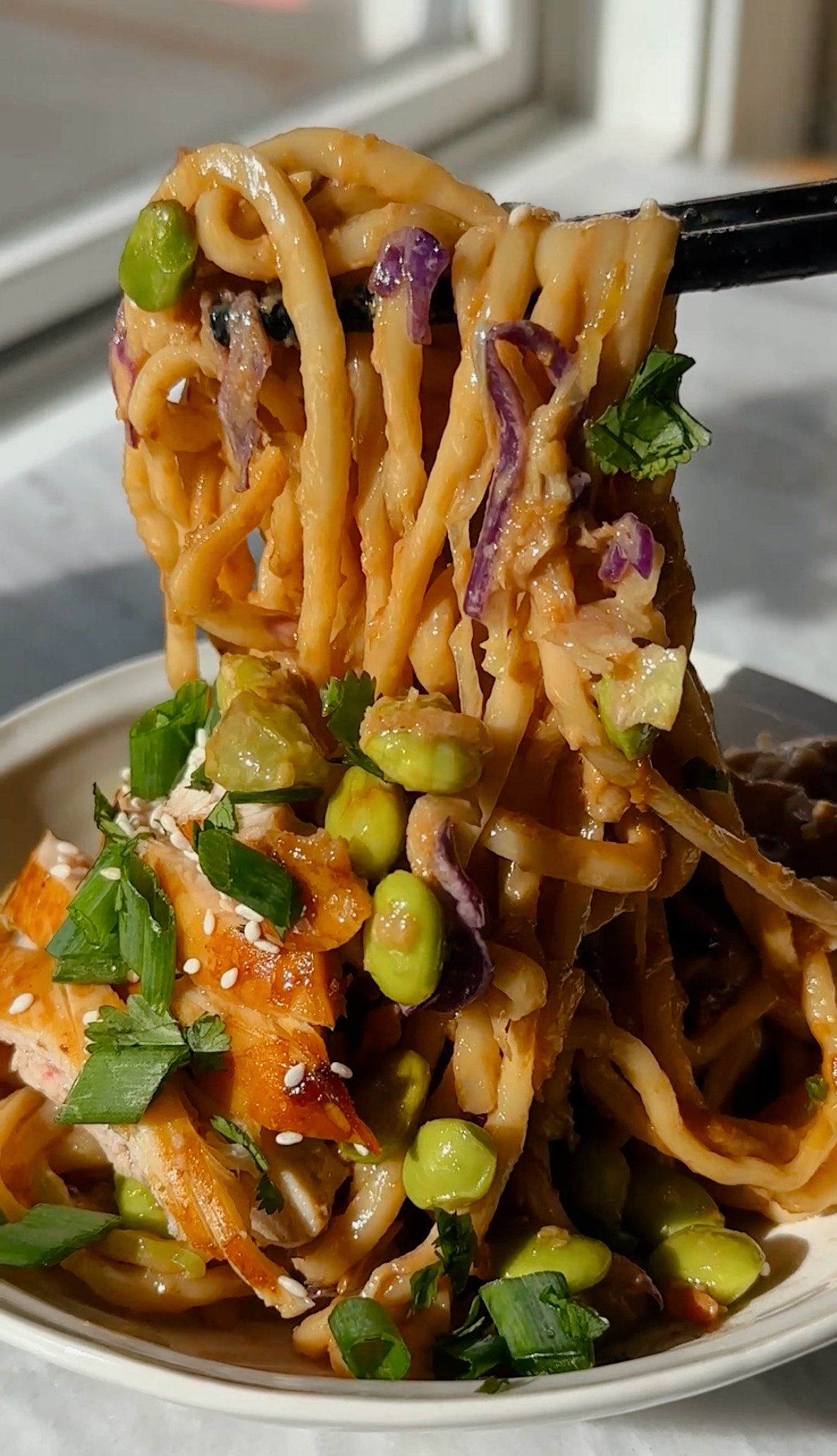 Creamy Tahini Chicken Noodle Bowls