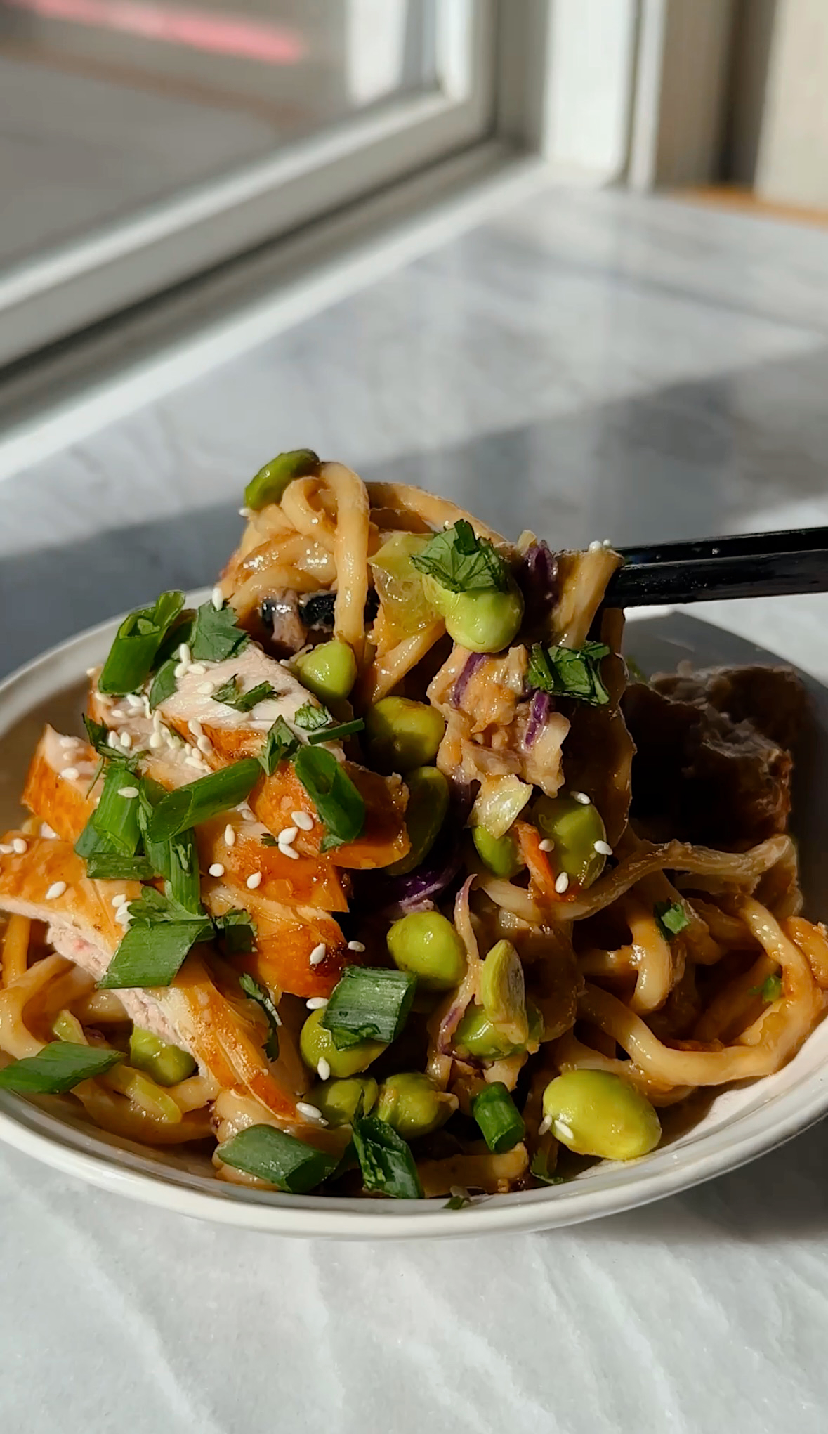 Creamy Tahini Chicken Noodle Bowls