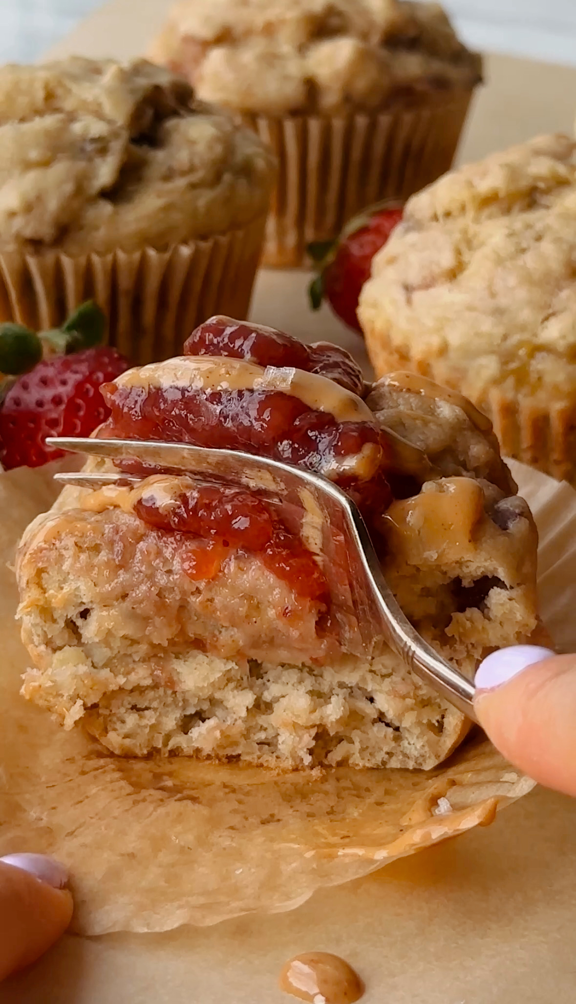 Strawberry Jam Banana Muffins