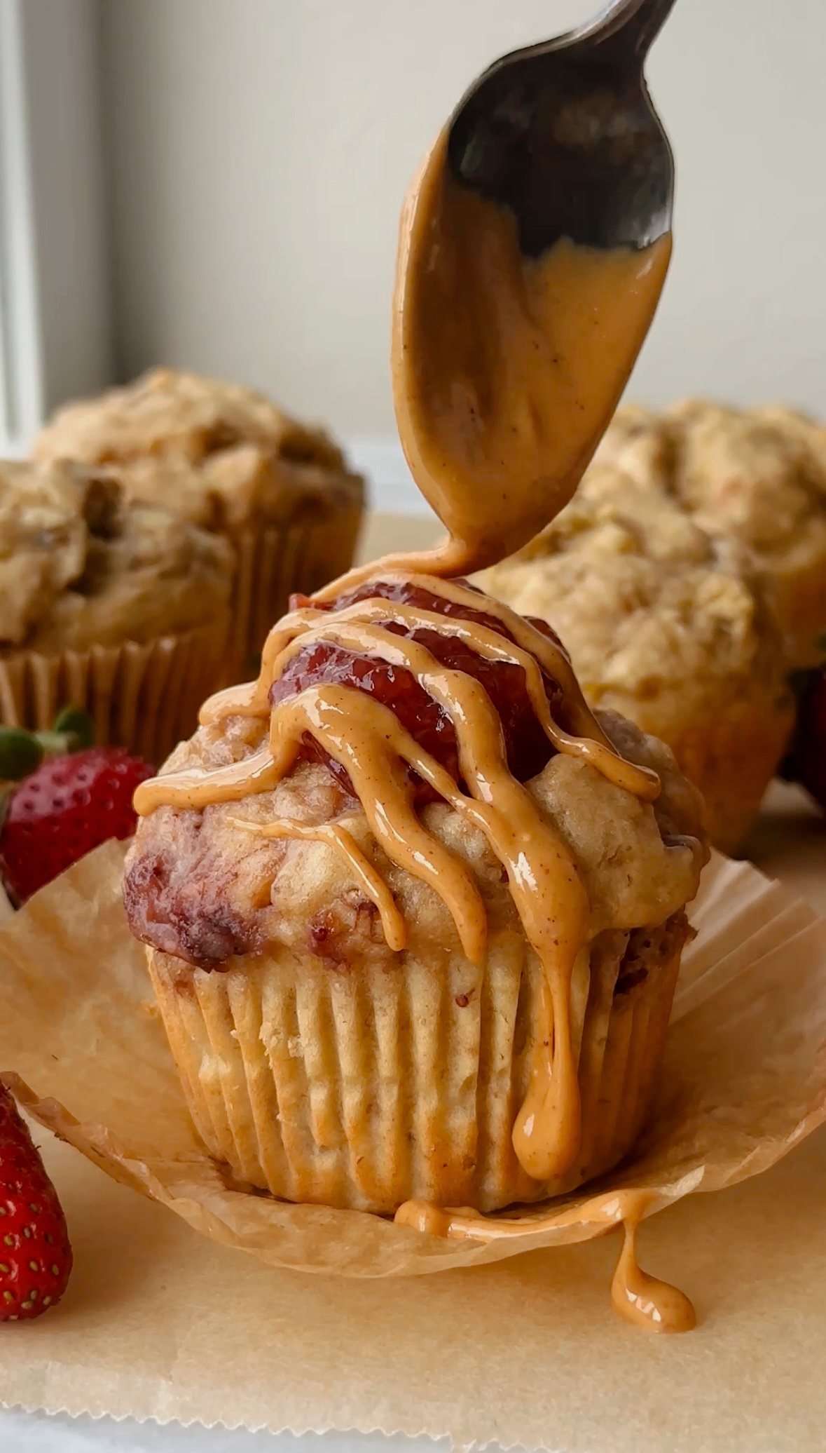 Strawberry Jam Banana Muffins