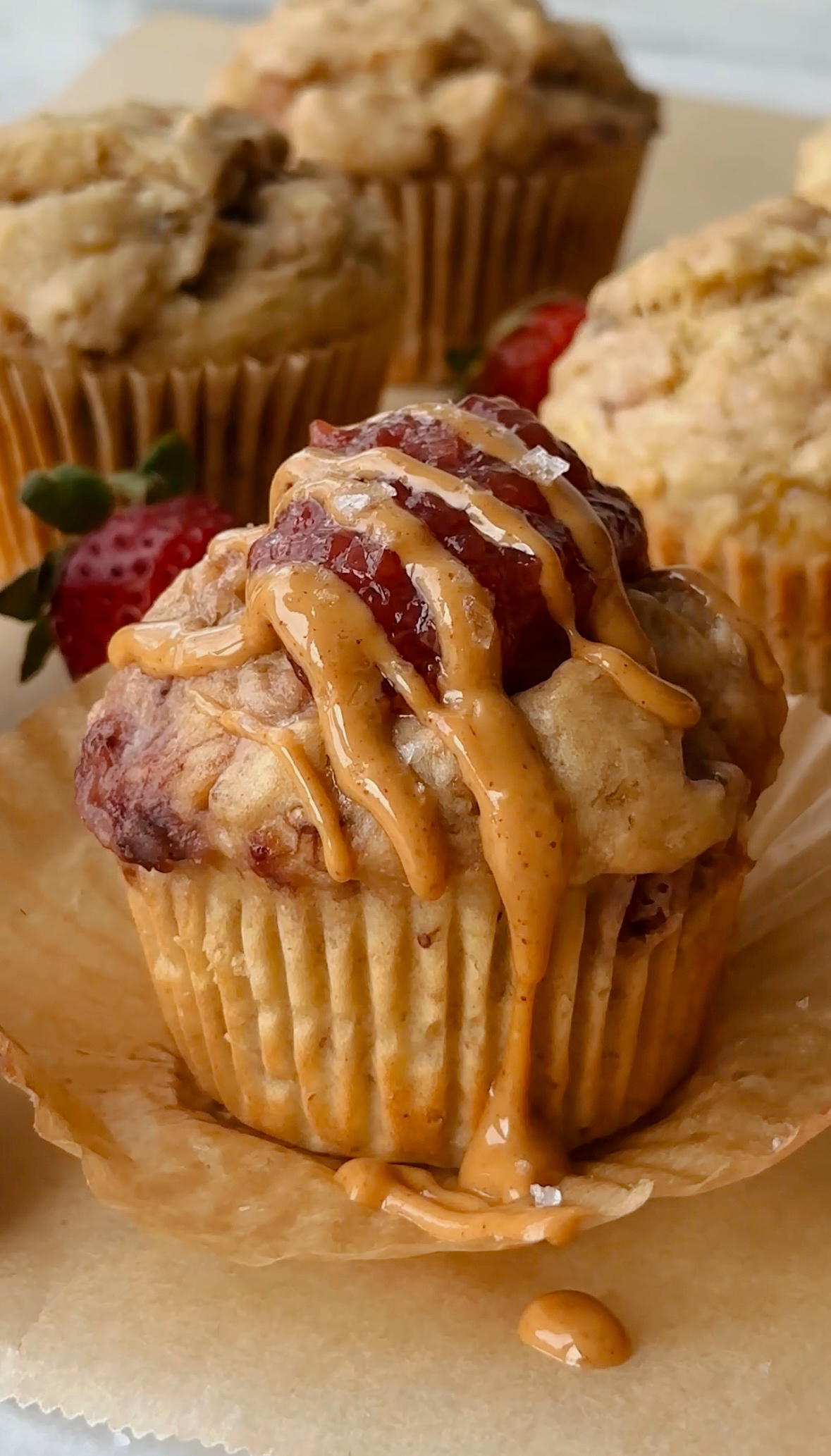 Strawberry Jam Banana Muffins