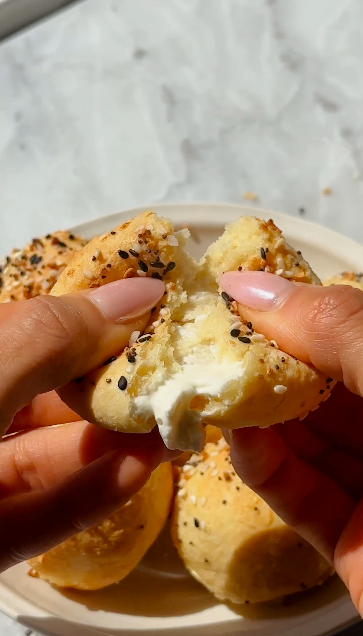 High Protein Cream Cheese Stuffed Bagel Bites