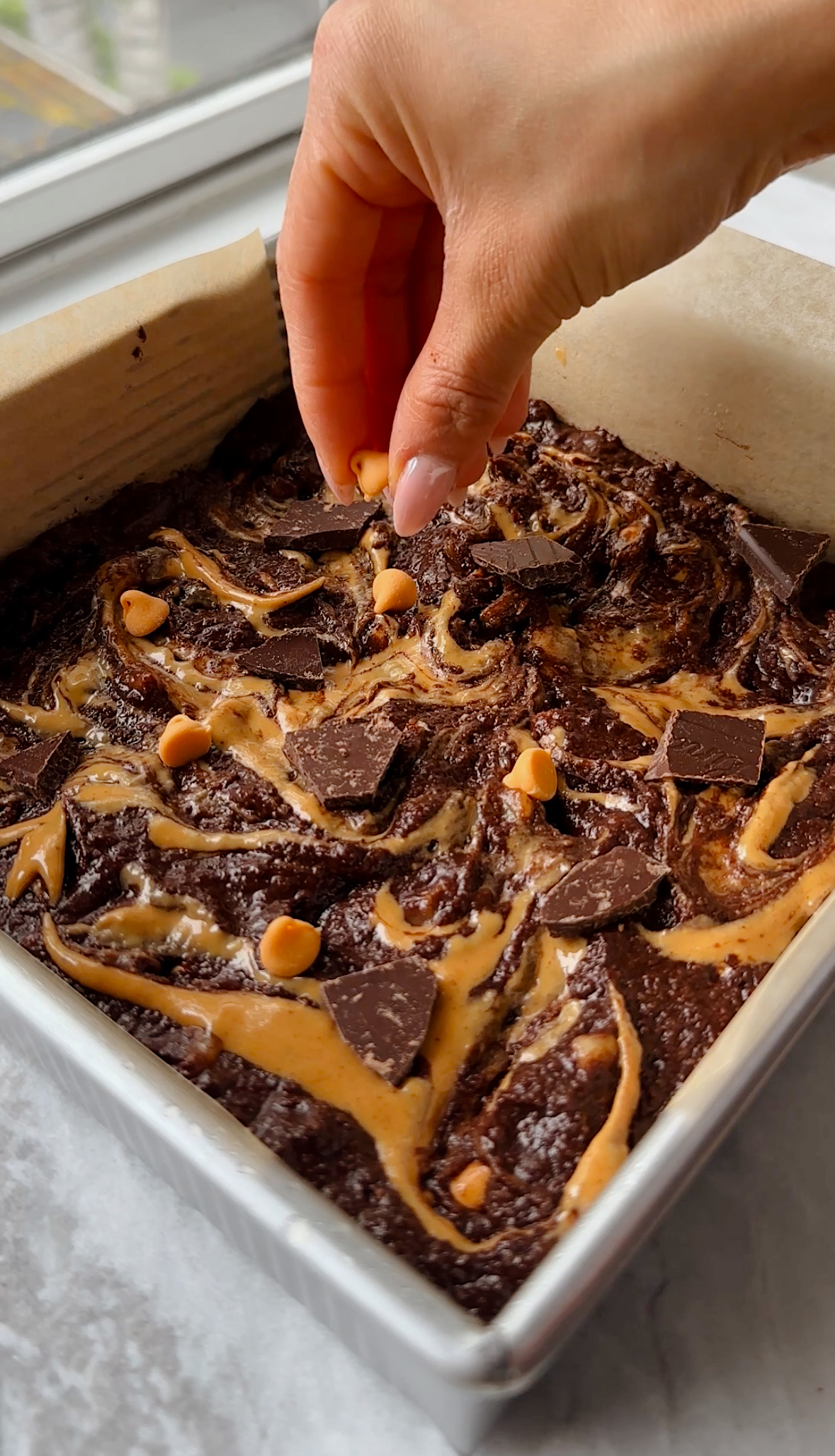 Peanut Butter Swirl Banana Bread Brownies