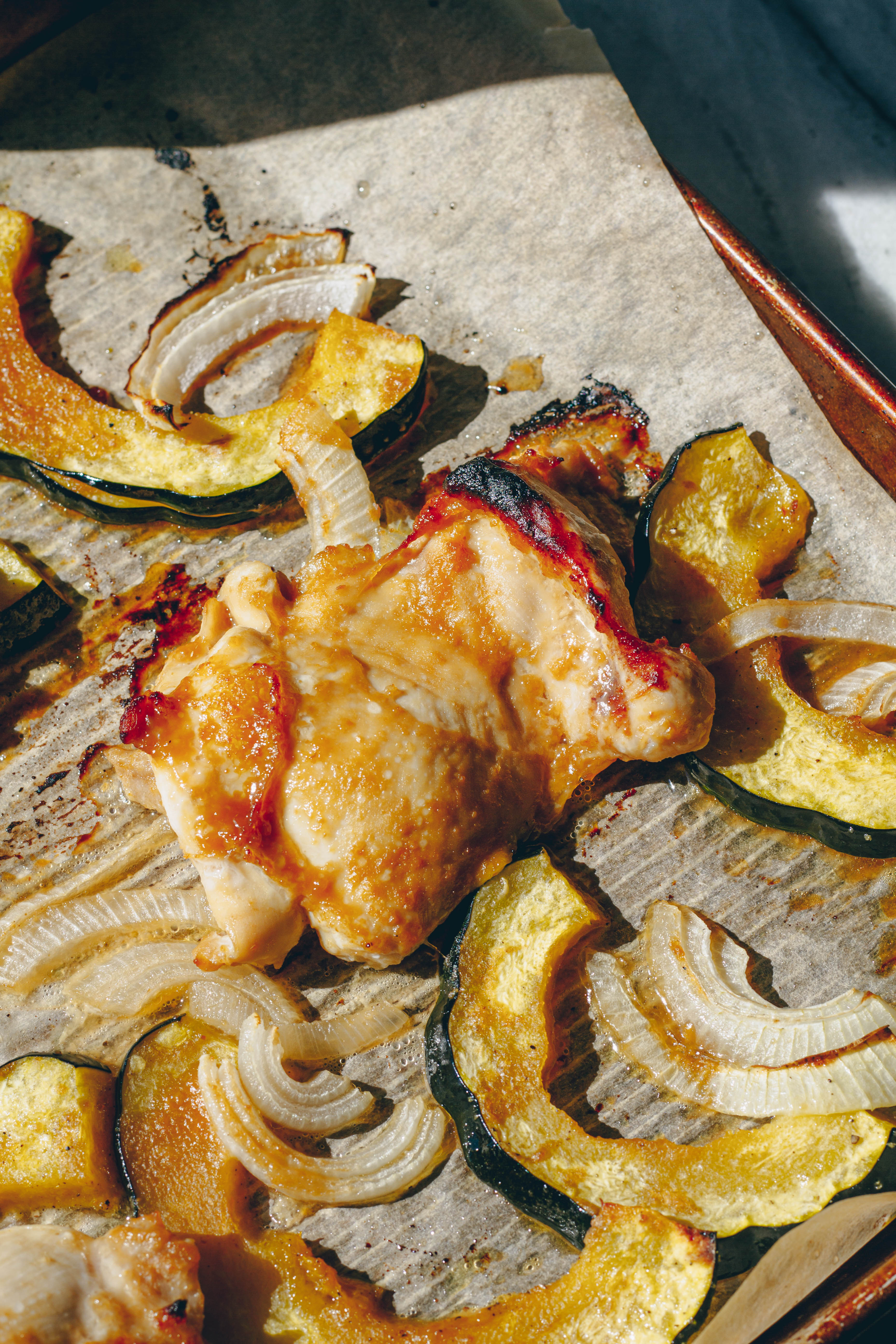 Sheet Pan Miso Chicken and Acorn Squash